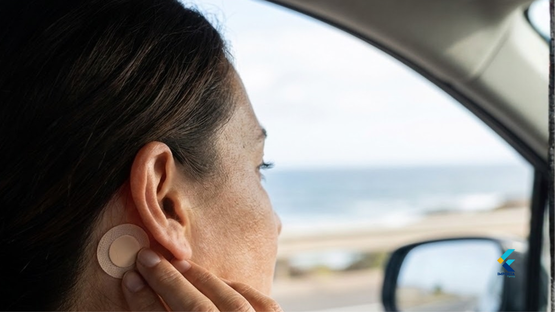 Infográfico sobre equilíbrio e enjoo de movimento em viagens.